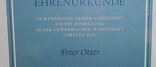 Ehrenurkunde für Peter Otter